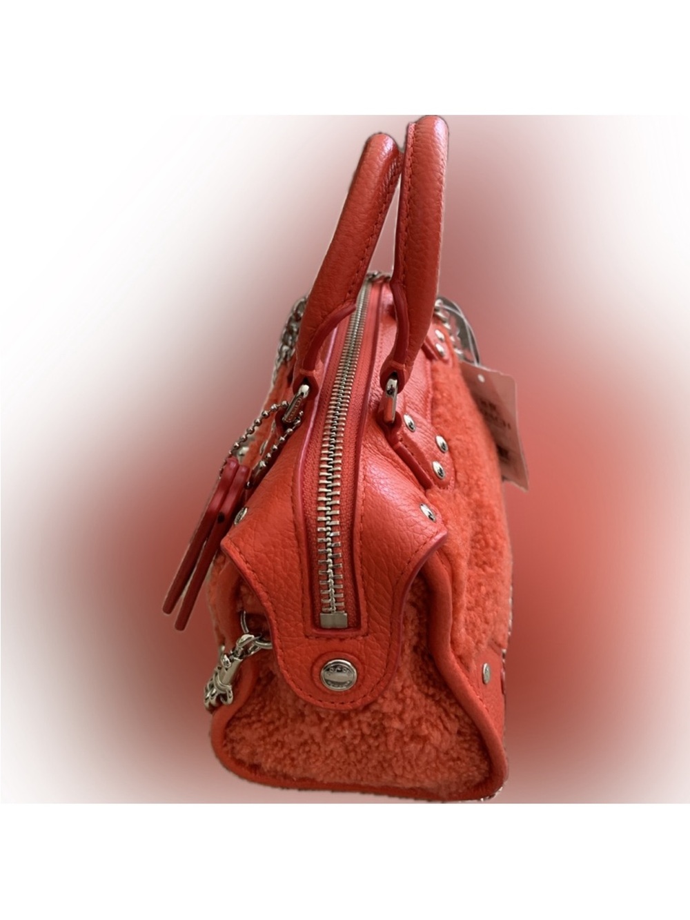 Coach Rhyder Satchel 18 in Shearling and Leather NWT - Picture 4 of 8
